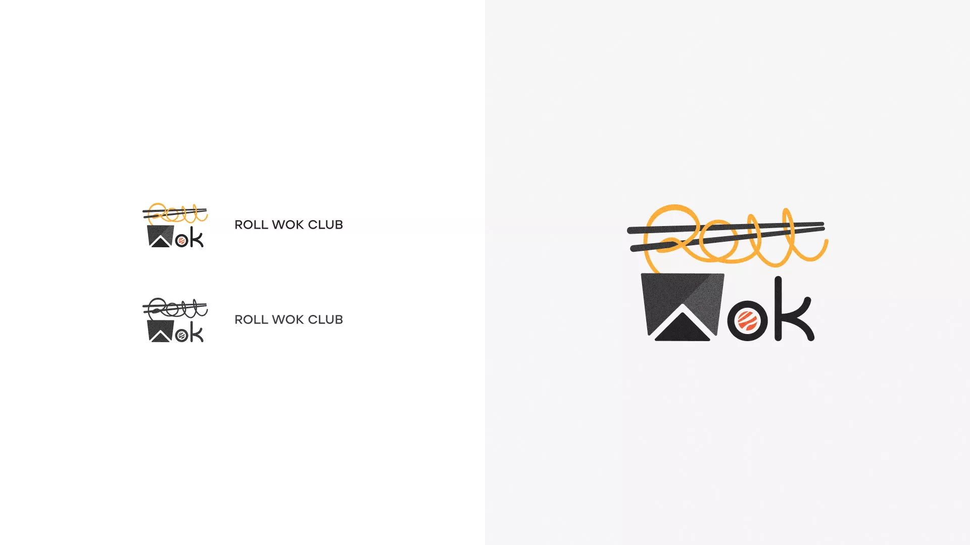 Разработка логотипа суши-бара «Roll Wok Club» в Апрелевке